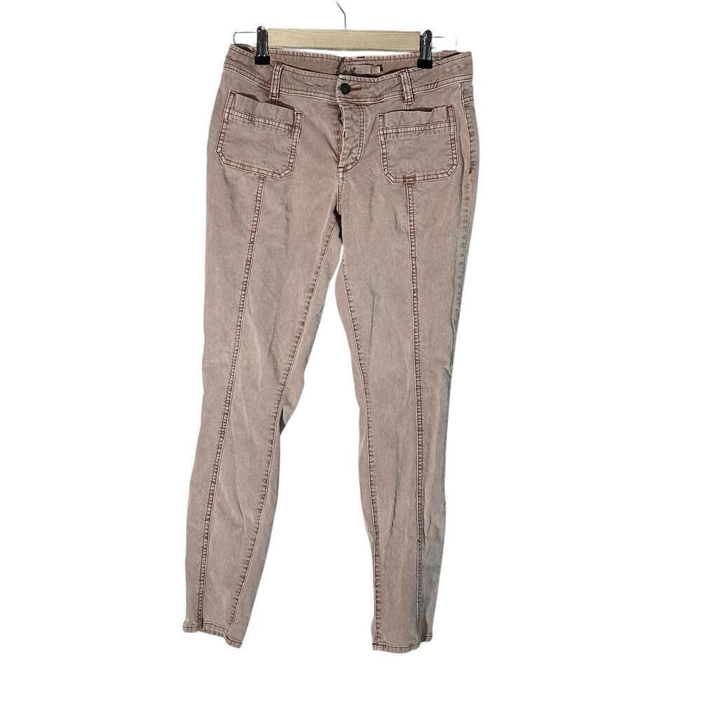 prAna Jeans Women's 6 Pink Corduroy Skinny Ankle Mid Rise Cotton Button Fly